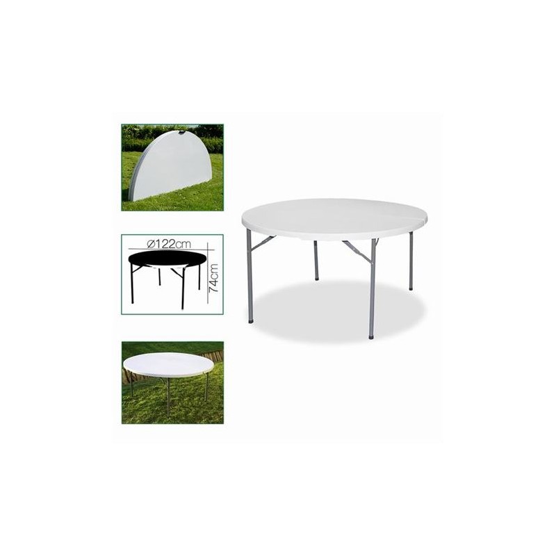 MESA PLEGABLE REDONDA BLANCO 122XH74CM