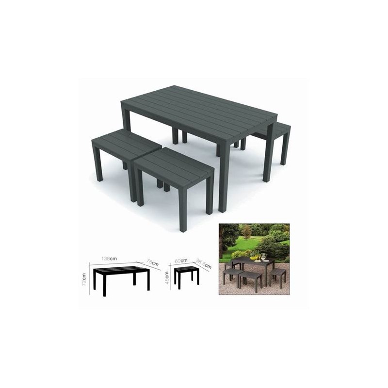 SET MESA + 4 SILLAS SAMO ANTRACITA