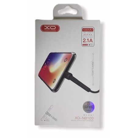 CABLE NB100 ANTI ROTURA ACODADO LIGHTNING A USB BLANCO 1 METRO XO