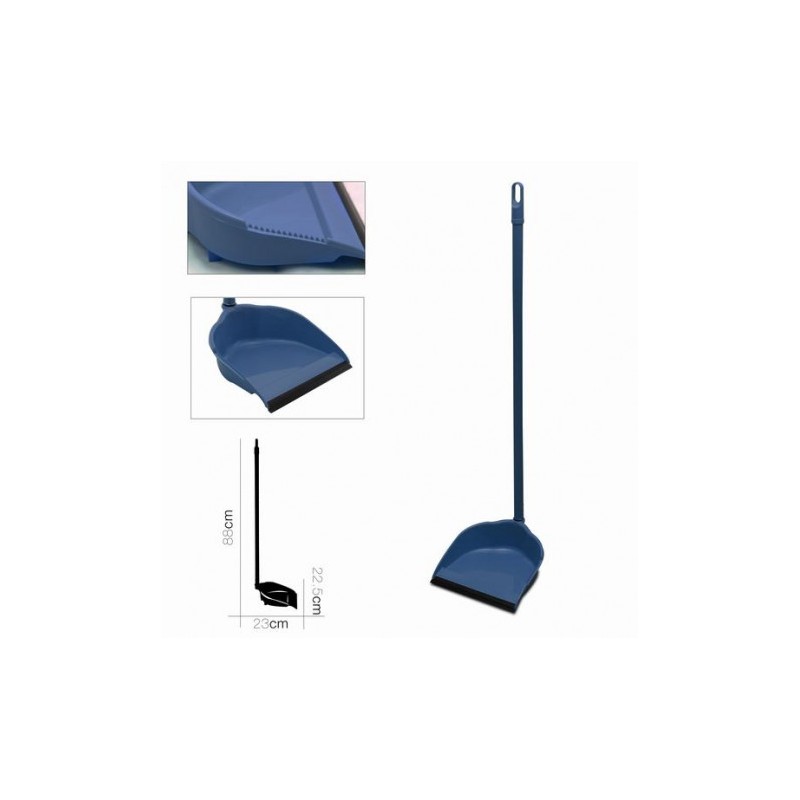RECOGEDOR CON MANGO METALICO 80CM AZUL