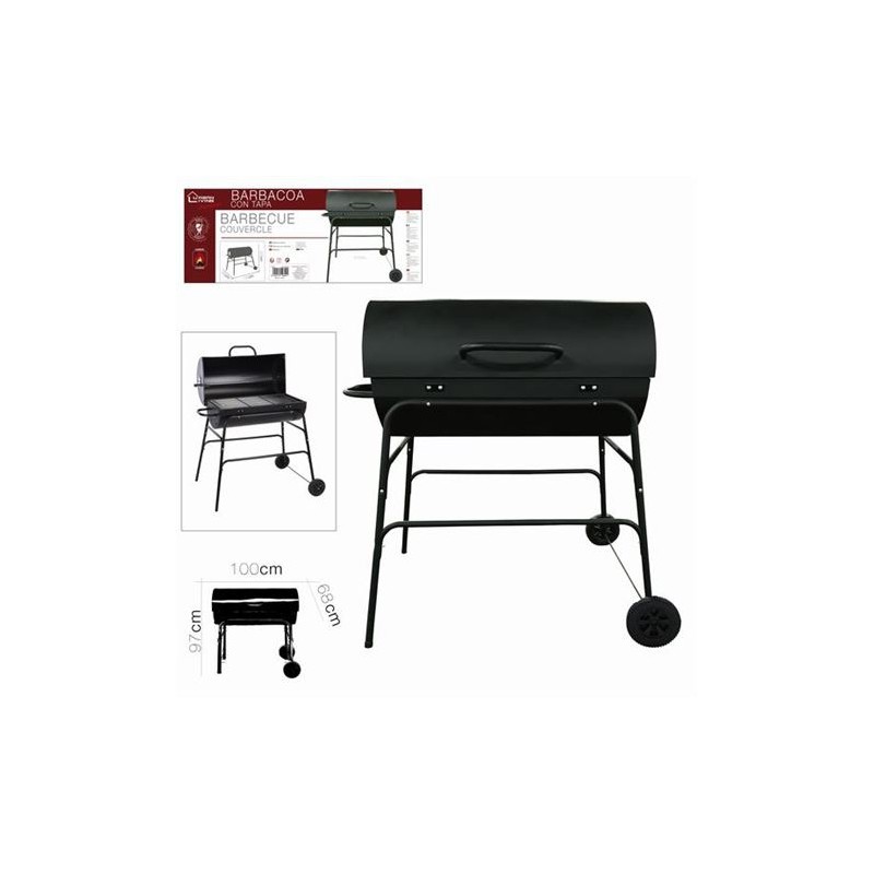 BARBACOA CARBON RECTANGULAR CON TAPA...