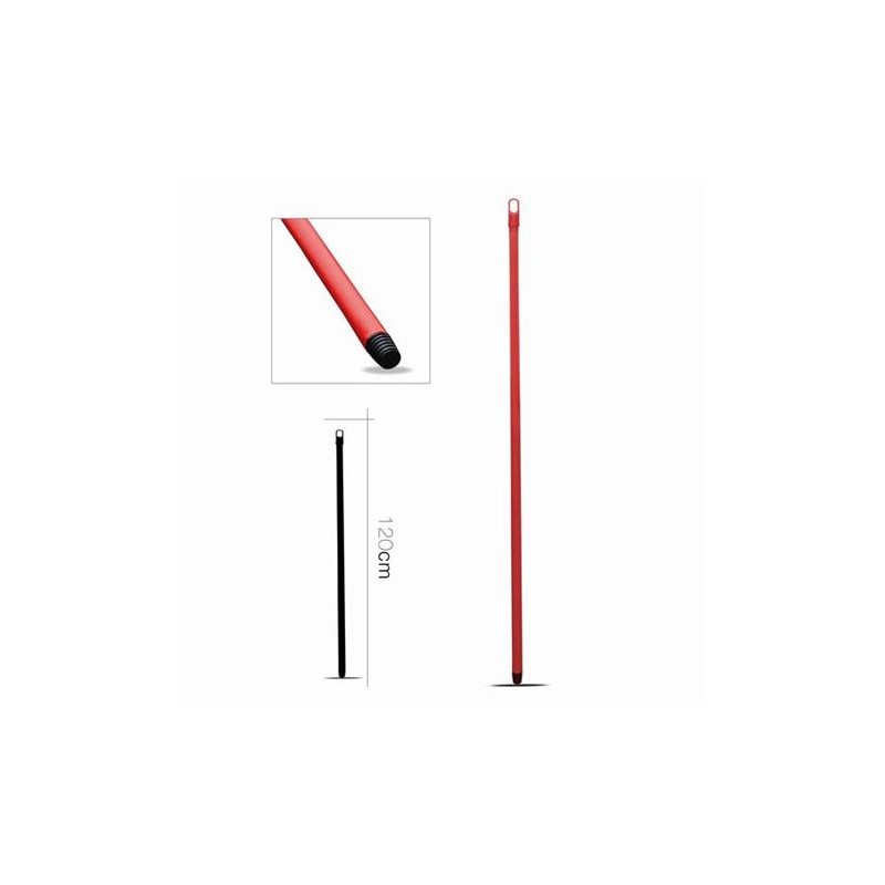 PALO METALICO PARA ESCOBA 120CM ROJO