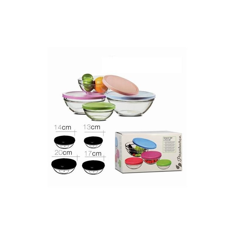 SET 4 BOL CRISTAL CON TAPA COLORES...