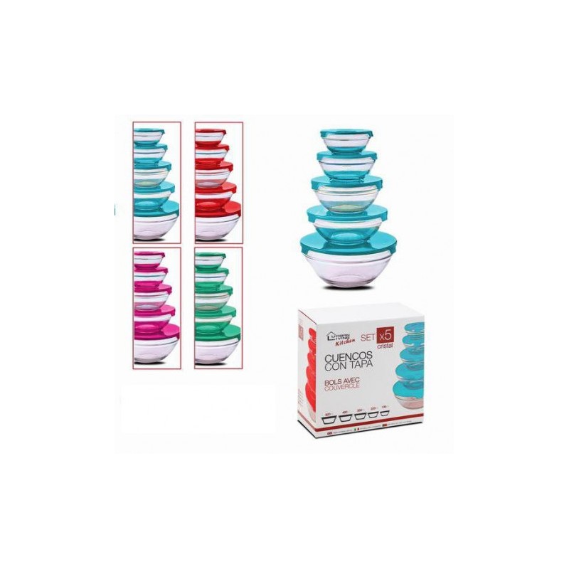 SET 5 TUPPER CRISTAL REDONDOS...
