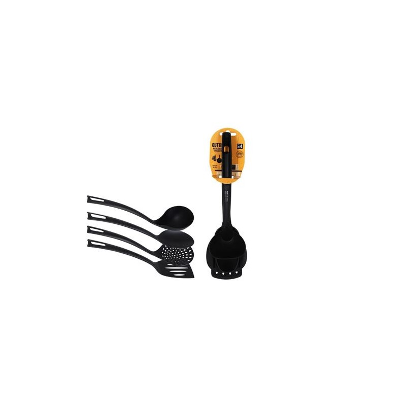 SET 4 UTENSILIOS NYLON NEGRO QUTTIN