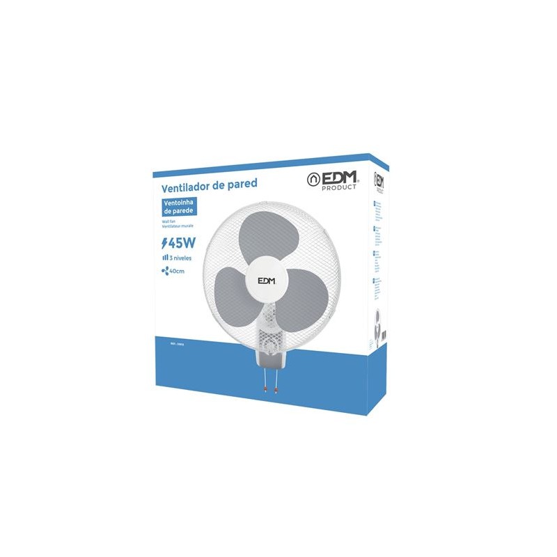 VENTILADOR PARED BLANCO 45W Ø ASPAS...