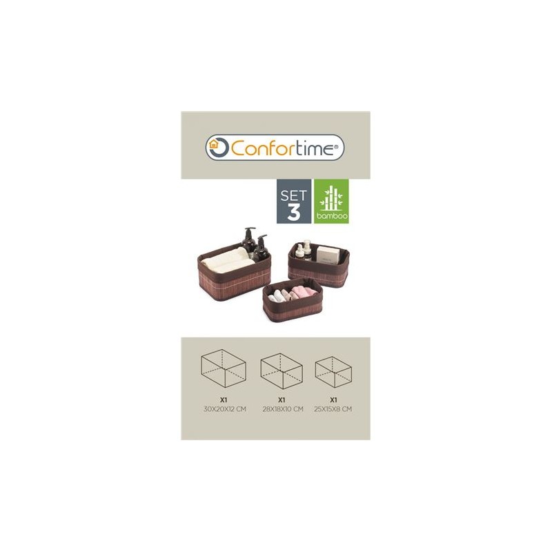 SET 3 CESTAS BROWN BAMBU CONFORTIME