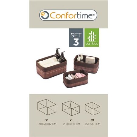 SET 3 CESTAS BROWN BAMBU CONFORTIME