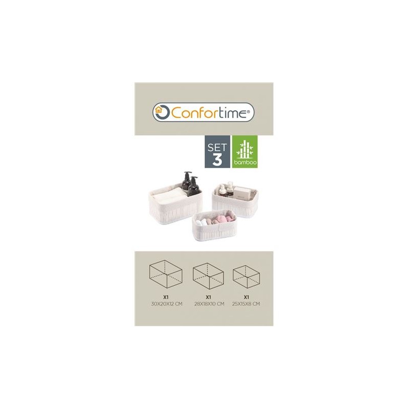 SET 3 CESTAS BAMBU WHITE CONFORTIME
