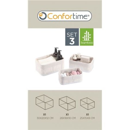 SET 3 CESTAS BAMBU WHITE CONFORTIME