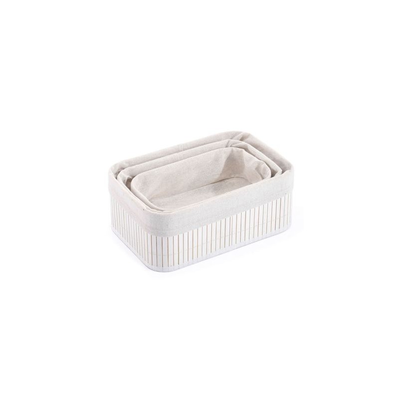 SET 3 CESTAS BAMBU WHITE CONFORTIME