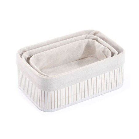 SET 3 CESTAS BAMBU WHITE CONFORTIME