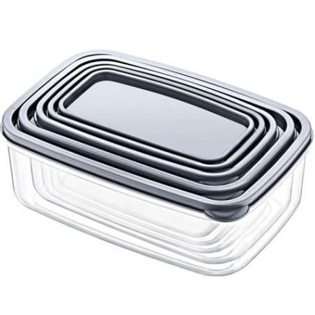 SET 5 TUPPER RECTANGULARES GRIS 330-530-850-1300-2100ML