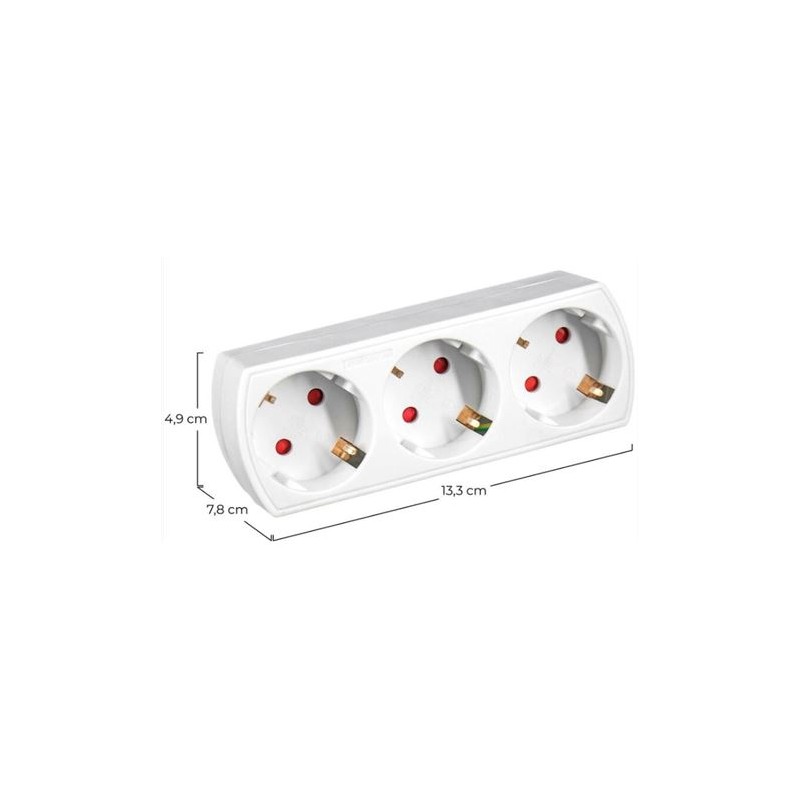ADAPTADOR 3 TOMAS SCHUKO FRONTAL