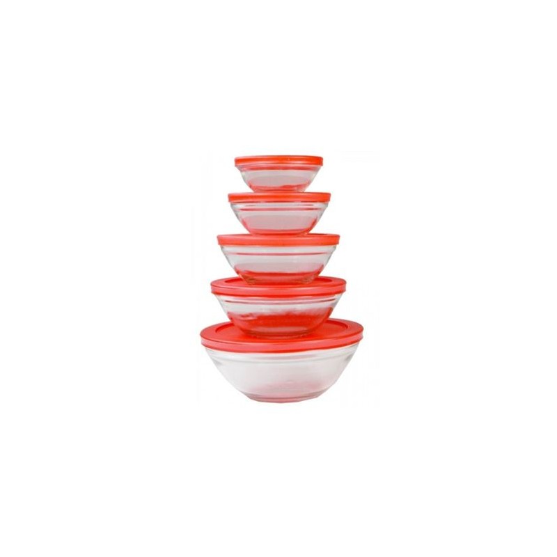 PACK 5 BOLES DE CRISTAL CON TAPA ROJO...