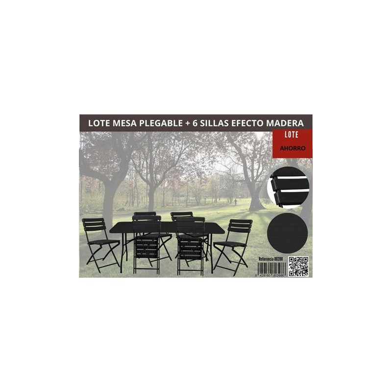 PACK MESA PLEGABLE EFECTO MADERA + 6...