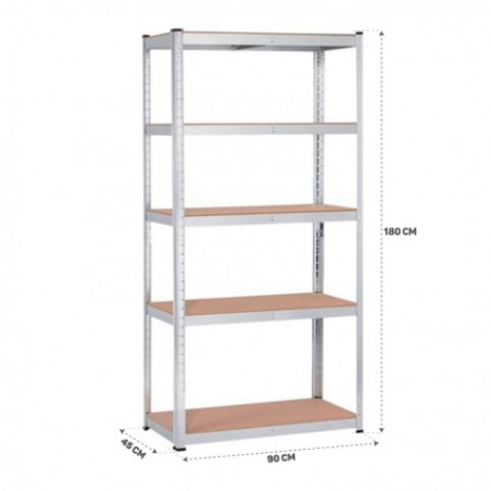 ESTANTERIA GALVANIZADA 5 BALDAS 180X90X45CM 265KG BALDA BLIM