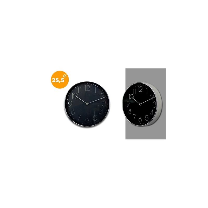 RELOJ COLOR CROMADO-NEGRO 25.5CM...
