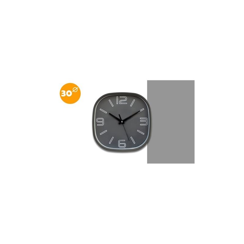 RELOJ CUADRADO COLOR GRIS 30CM DIÁMETRO