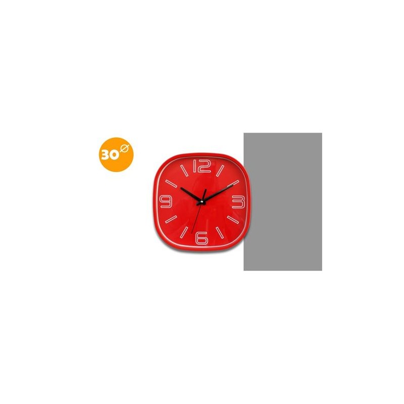 RELOJ CUADRADO COLOR ROJO 30CM DIÁMETRO