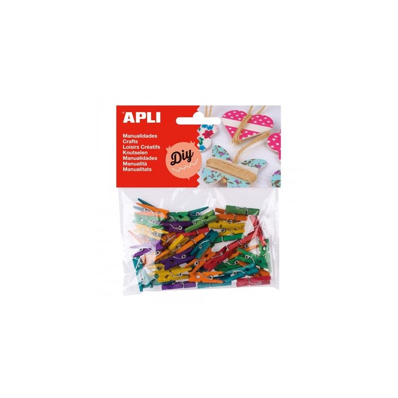 PACK DE 45 MINI PINZAS DE MADERA DE...