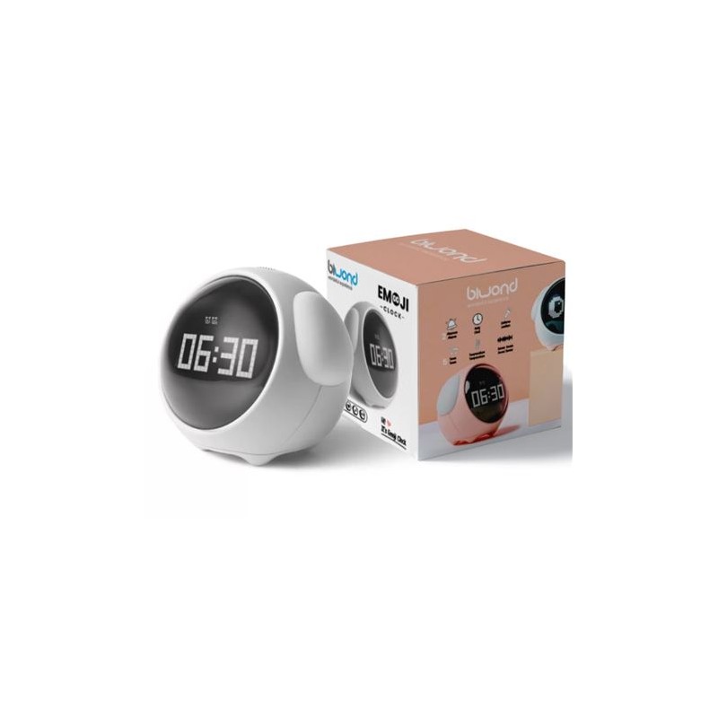 RELOJ DESPERTADOR EMOJI CLOCK BLANCO