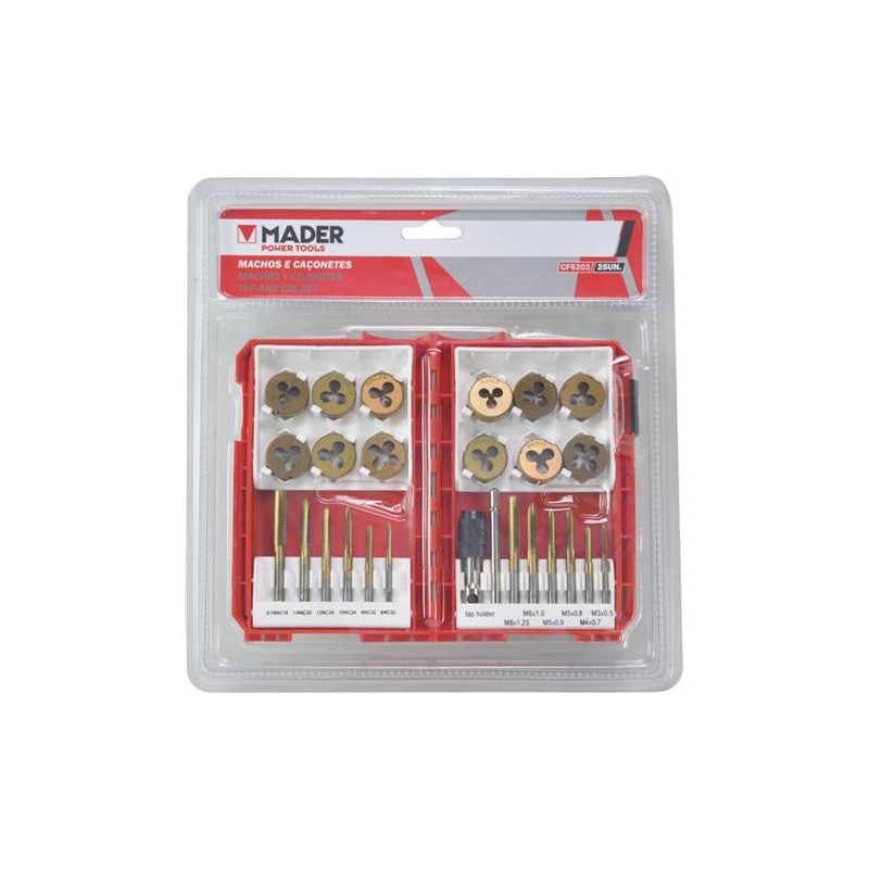 JUEGO MACHOS Y COJINETES 25PCS MADER
