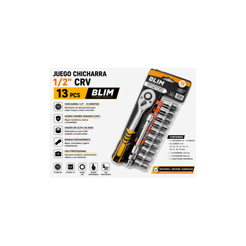 JUEGO CHICHARRA 1/2" CRV 13 PCS BLIM