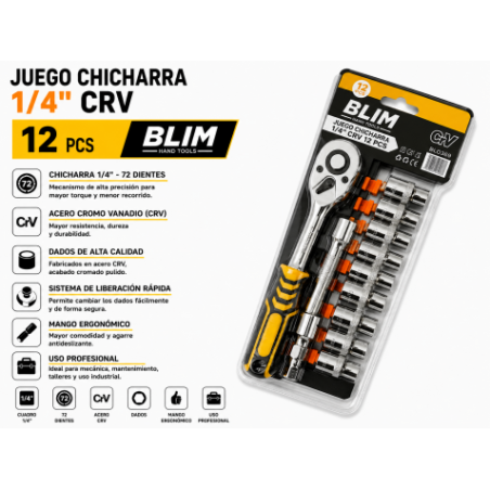 JUEGO CHICHARRA 1/4" CRV 12 PCS BLIM