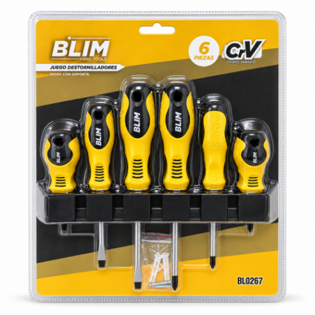 JUEGO 6 PIEZAS DESTORNILLADORES CON SOPORTE BLIM