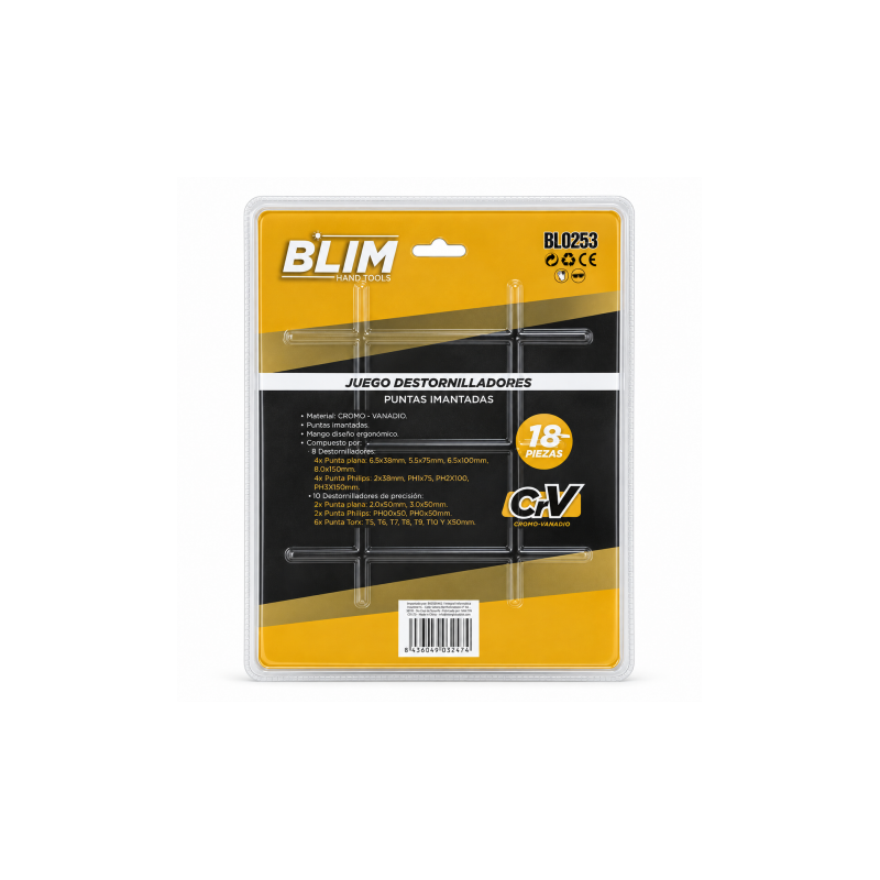 JUEGO 18 PIEZAS DESTORNILLADORES BLIM