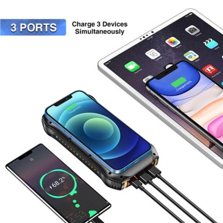 POWERBANK SOLAR 20000MAH 3 USB BIWOND