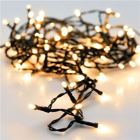 GUIRNALDA A PILAS MULTIFUNCION 96 LEDS CABLE NEGRO LUZ BLANCO CALIDO 7,5M