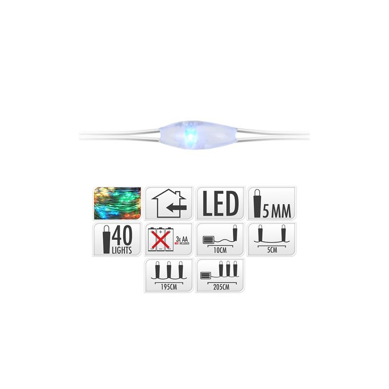 GUIRNALDA A PILAS FIJA 40 LEDS CABLE...