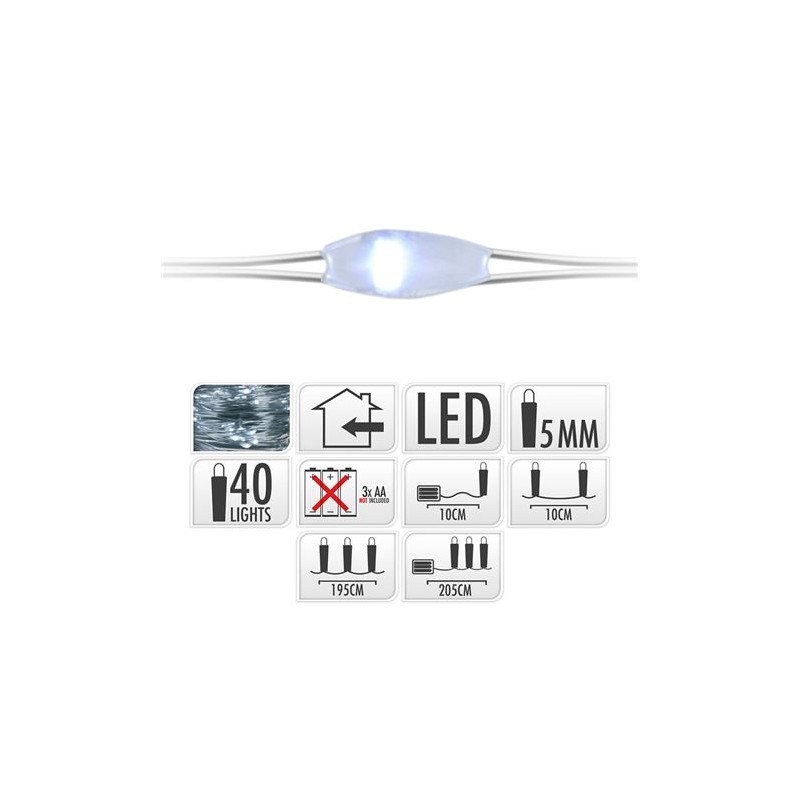 GUIRNALDA A PILAS FIJA 40 LEDS CABLE...