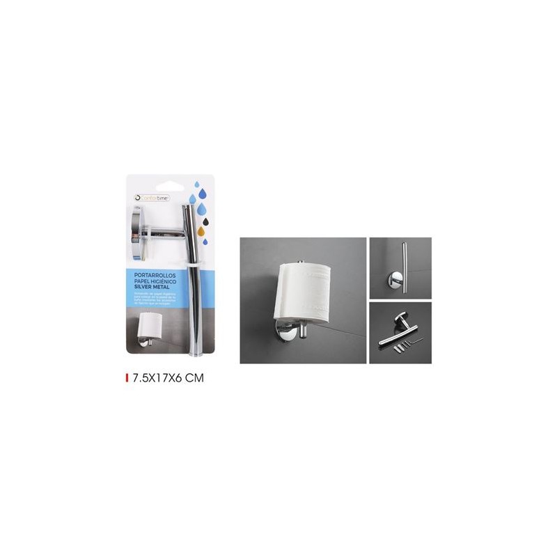 PORTARROLLOS WC VERTICAL SILVER METAL...