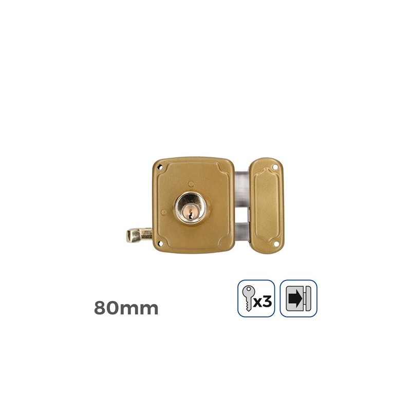 CERRADURA A DERECHA 80MM 3 LLAVES