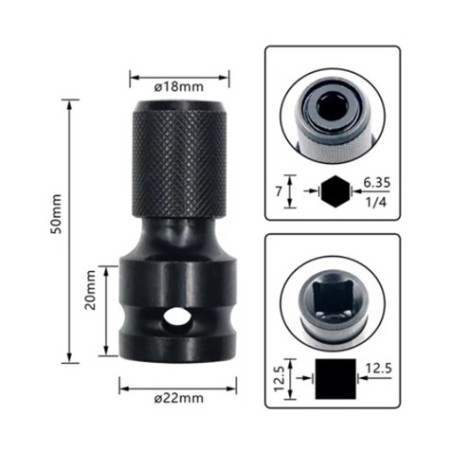 ADAPTADOR PARA LLAVES DE VASO DE IMPACTO DE 1/2" A 1/4" BLIM
