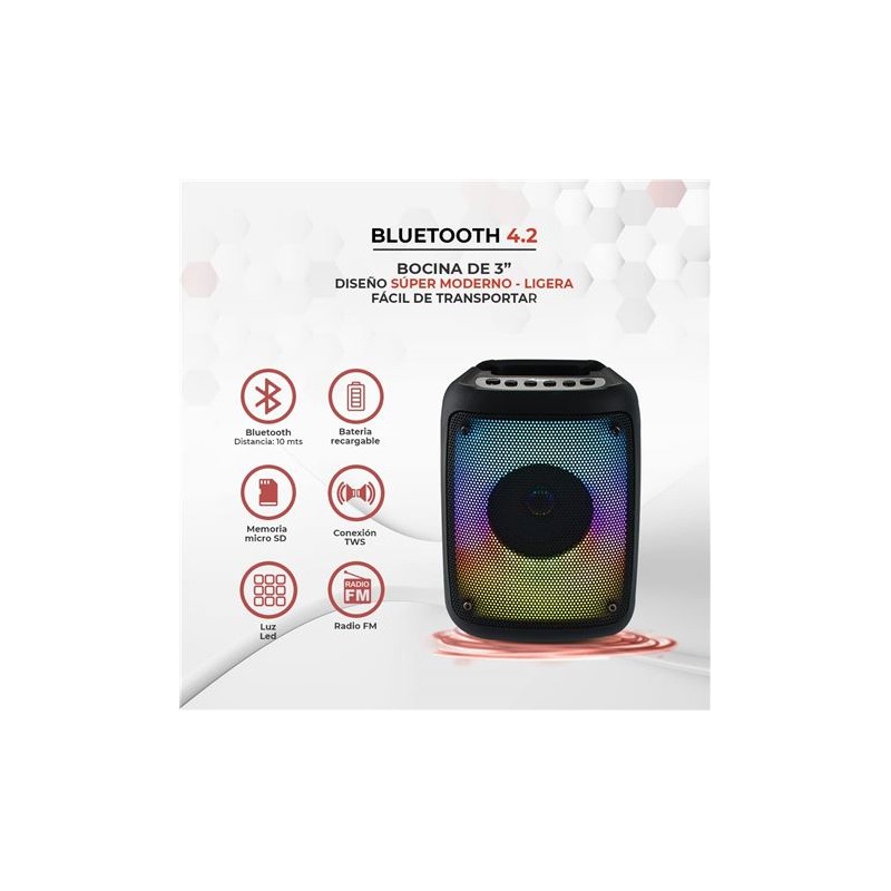 ALTAVOZ BLUETOOTH 3" RGB | TWS | SD |...