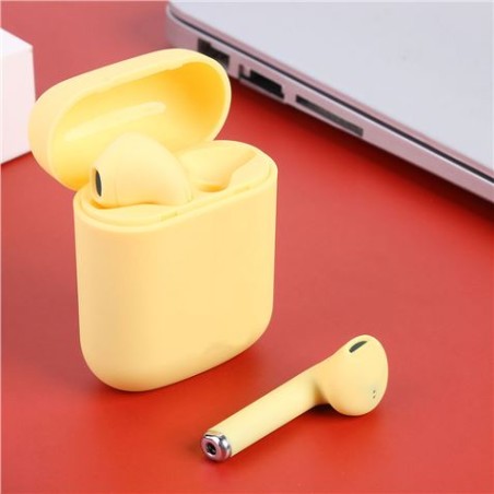 MINI AURICULARES BLUETOOTH TWS I12 AMARILLO