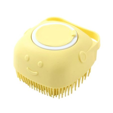 CEPILLO DISPENSADOR CHAMPU MASCOTAS AMARILLO
