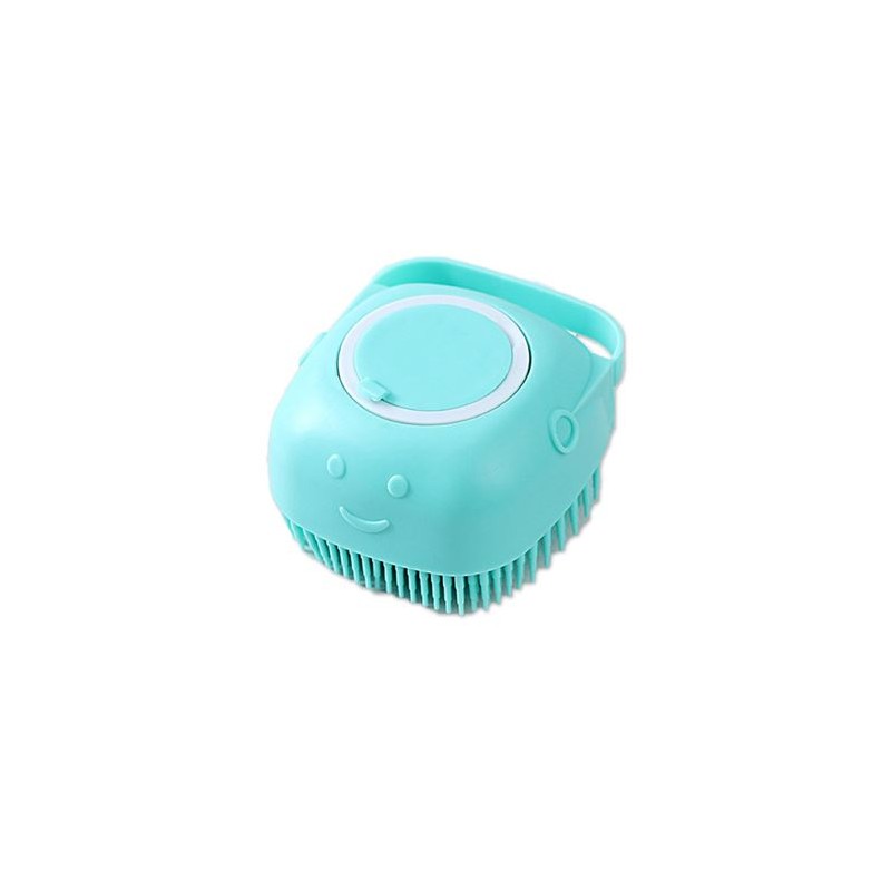 CEPILLO DISPENSADOR CHAMPU MASCOTAS AZUL