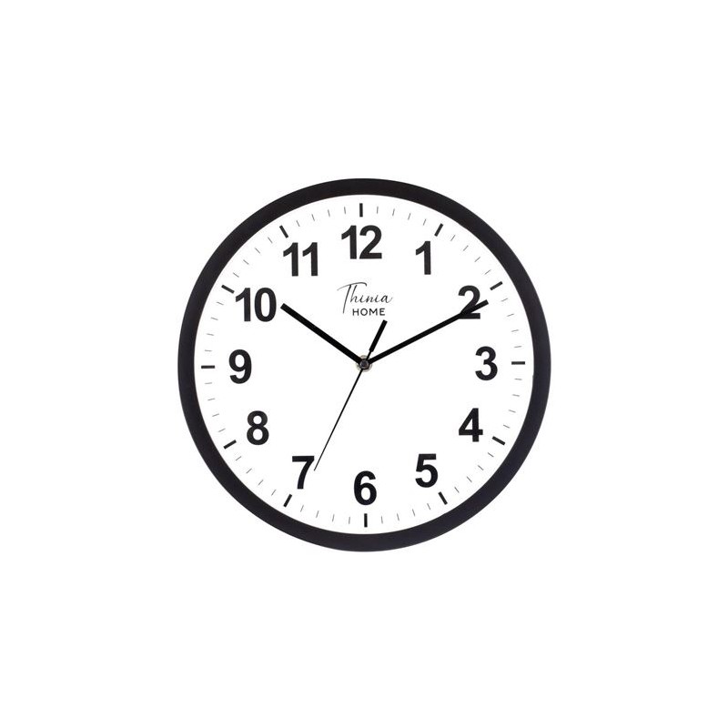 RELOJ DE PARED NEGRO ESFERA BLANCA