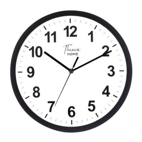 RELOJ DE PARED NEGRO ESFERA BLANCA