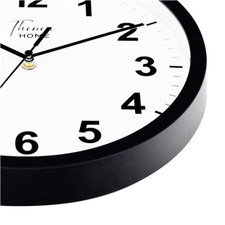 RELOJ DE PARED NEGRO ESFERA BLANCA
