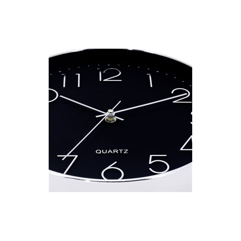 RELOJ DE PARED PLATEADO ESFERA NEGRA...