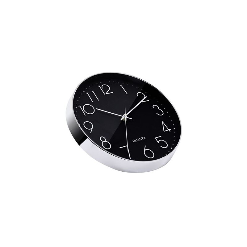 RELOJ DE PARED PLATEADO ESFERA NEGRA...