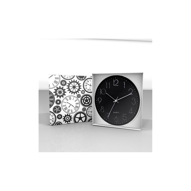 RELOJ DE PARED PLATEADO ESFERA NEGRA...