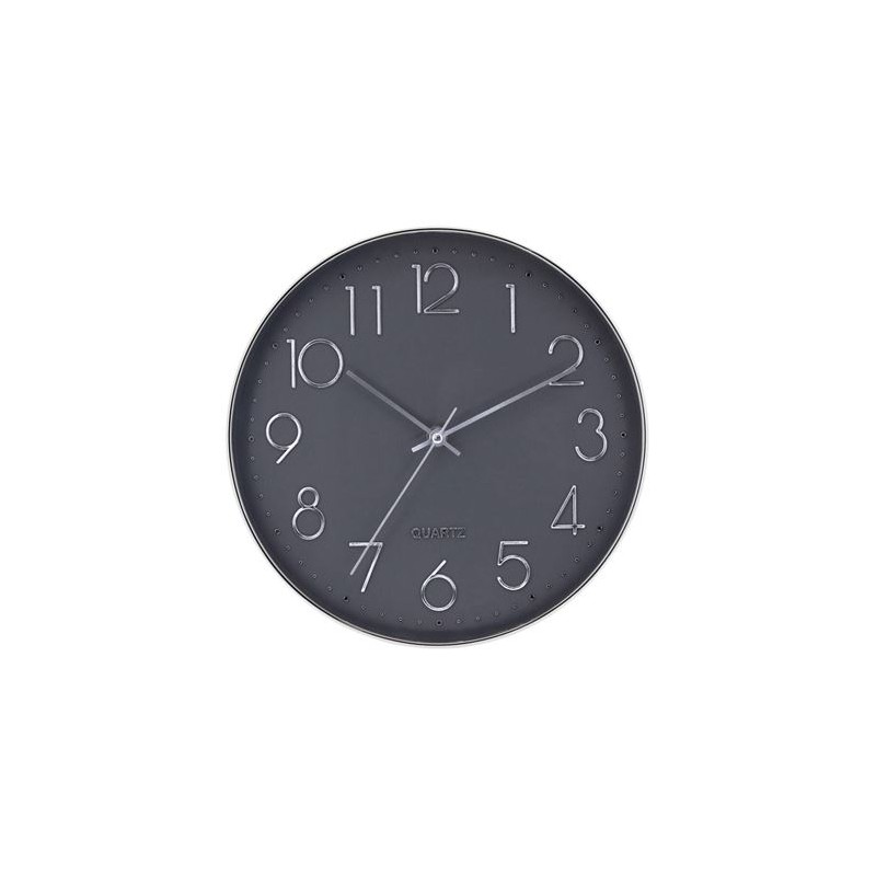 RELOJ DE PARED PLATEADO ESFERA GRIS...