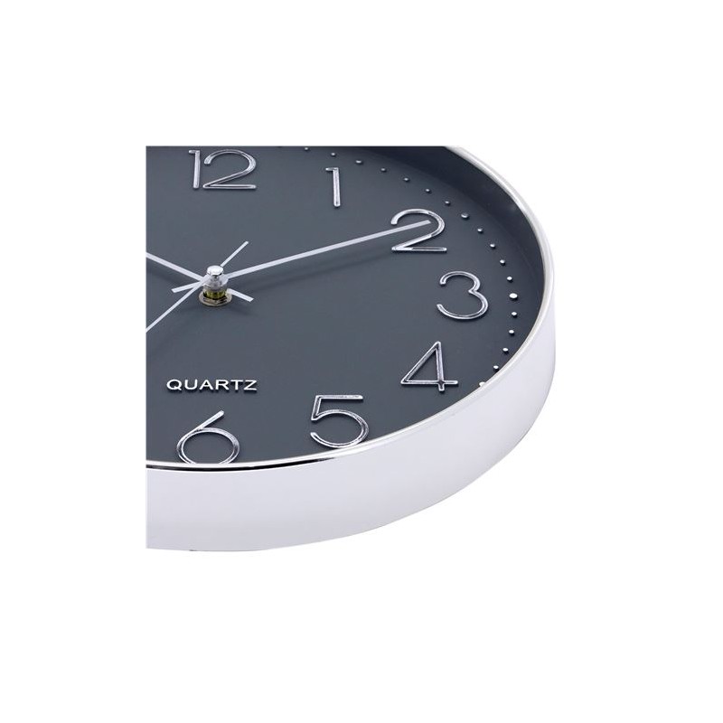 RELOJ DE PARED PLATEADO ESFERA GRIS...
